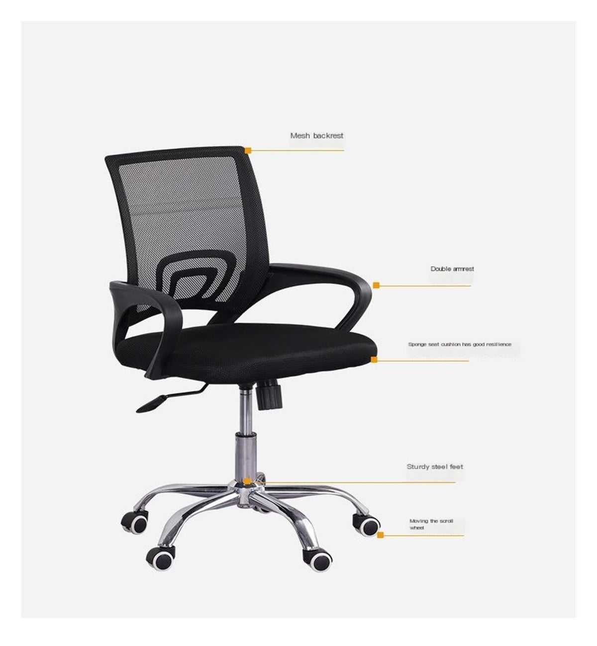 Black Orange Mesh Ergonomic Swivel Office Chair Y55097