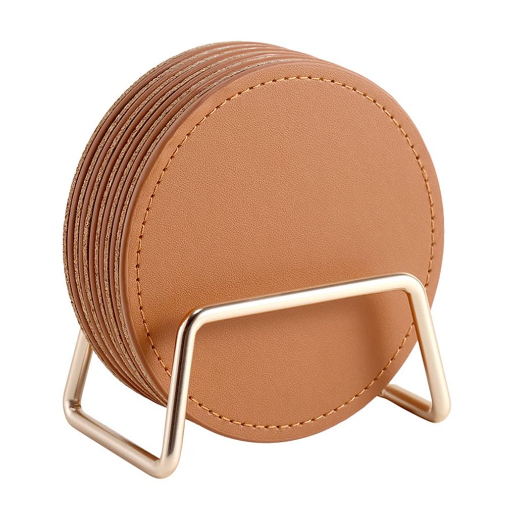 PU Leather Coasters with Cork Base V8166