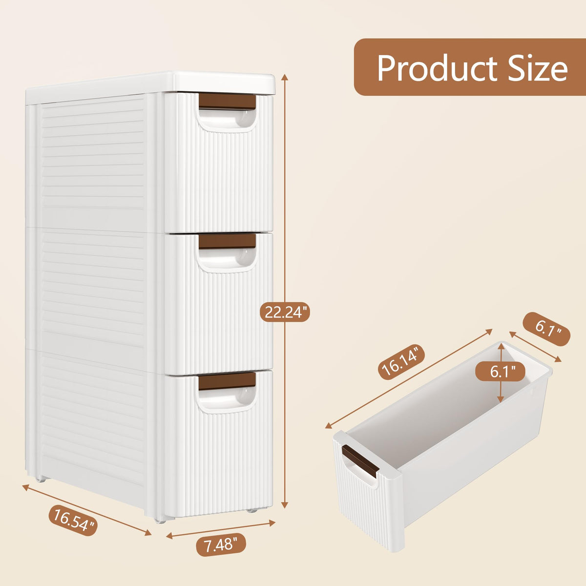 3 Drawer White Rolling Storage Cabinet D797