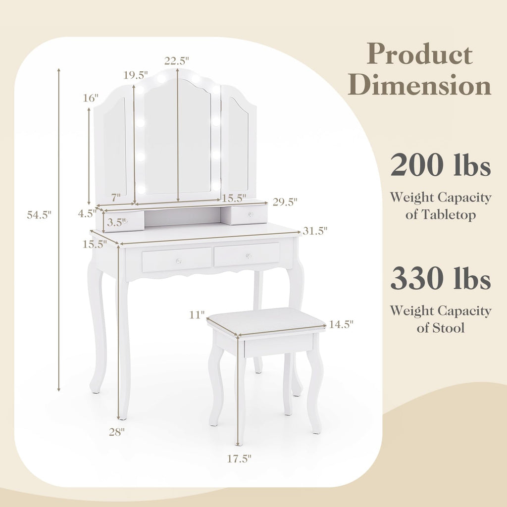 Vanity Desk with Lighted Mirror Y338231