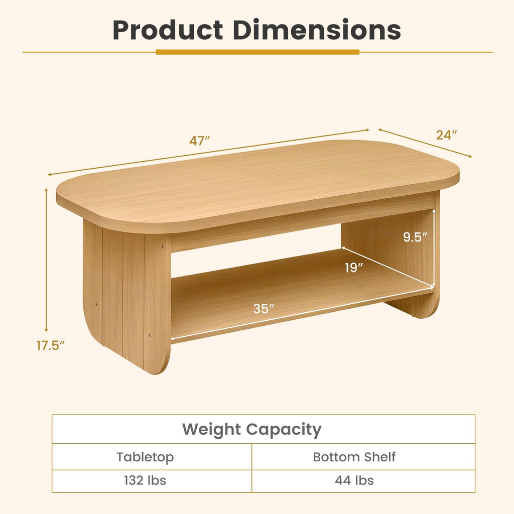 2-Tier Oval Coffee Table with Storage Shelf F89792