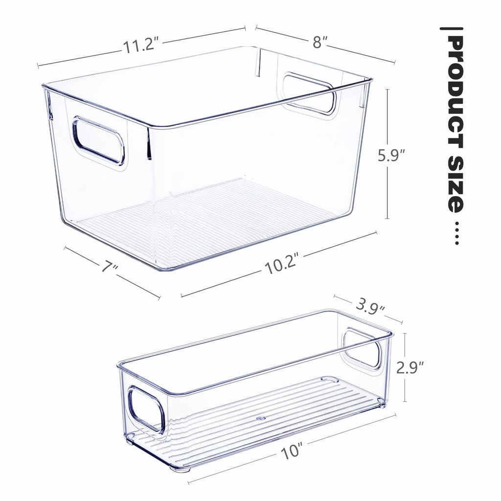 Set of 8 Clear Plastic Stackable Storage Bins O29708