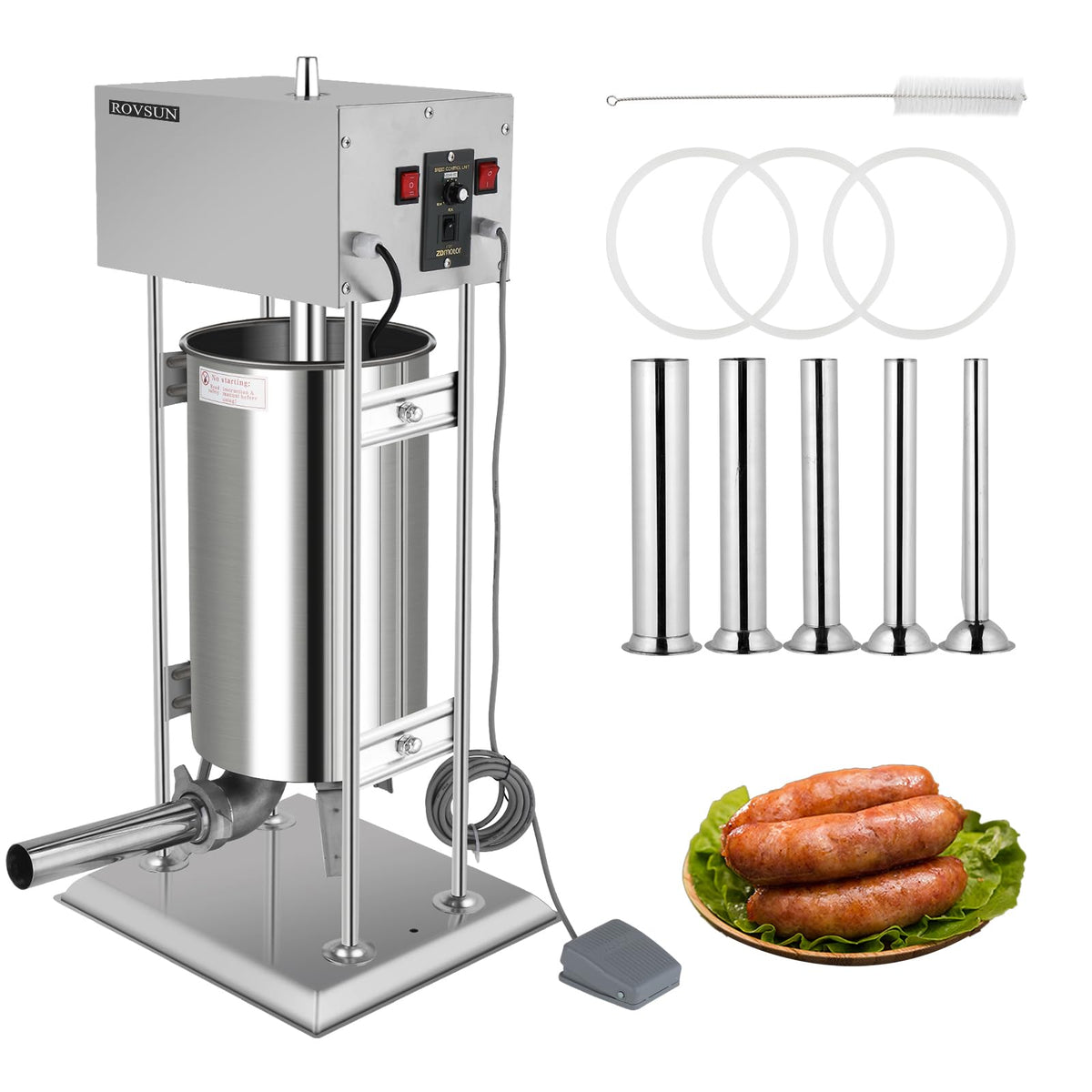 10L Electric Stainless Steel Sausage Stuffer with 5 Stuffing Tubes A976
