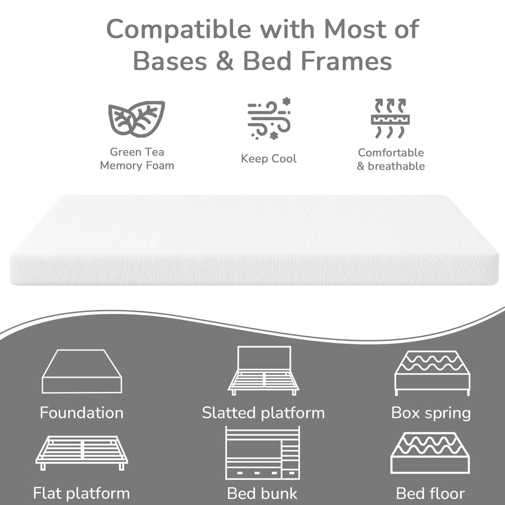5 Inch Twin Mattress Green Tea Gel Memory Foam Y458