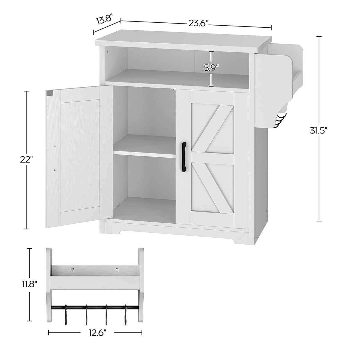 White Coffee Bar Cabinet with Storage G960