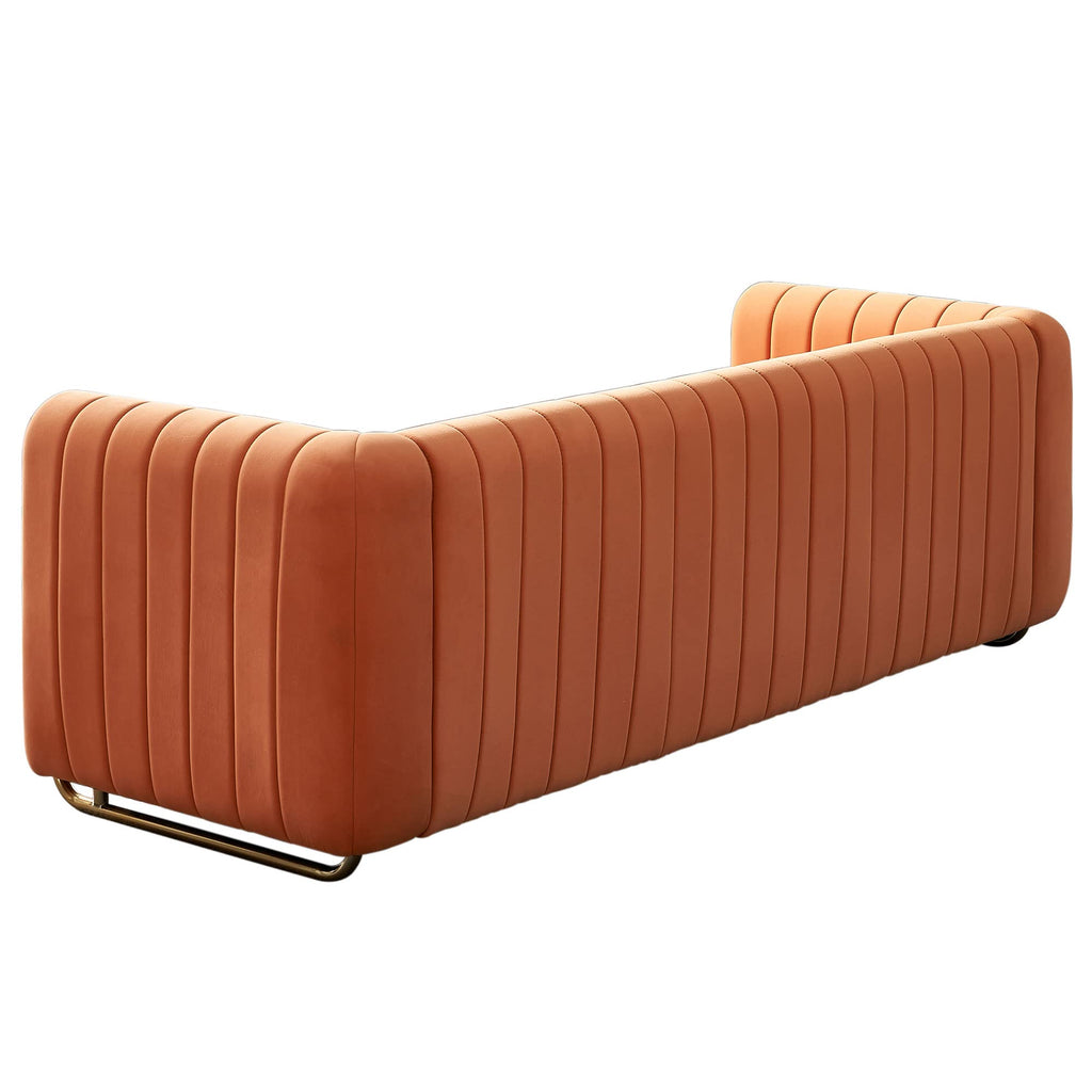 Orange Velvet 84 Inch 3-Seater Sofa Q7701
