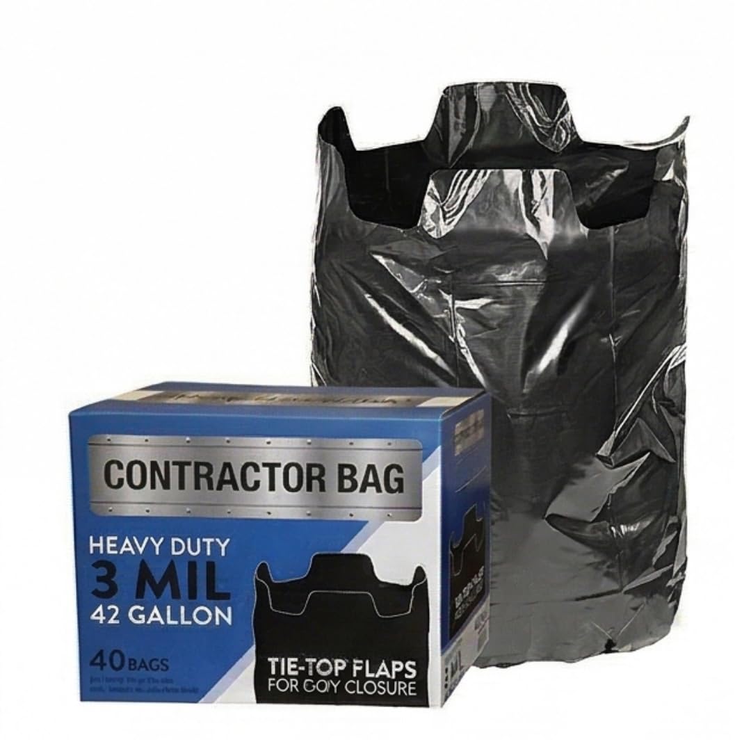 42 Gallon Black Contractor Garbage Bag, 40 Count V639383