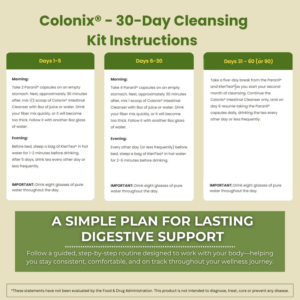 Whole Psyllium Husk Fiber Powder Herbal Capsules & Tea 30 Day Colon Cleanse Kit F4661
