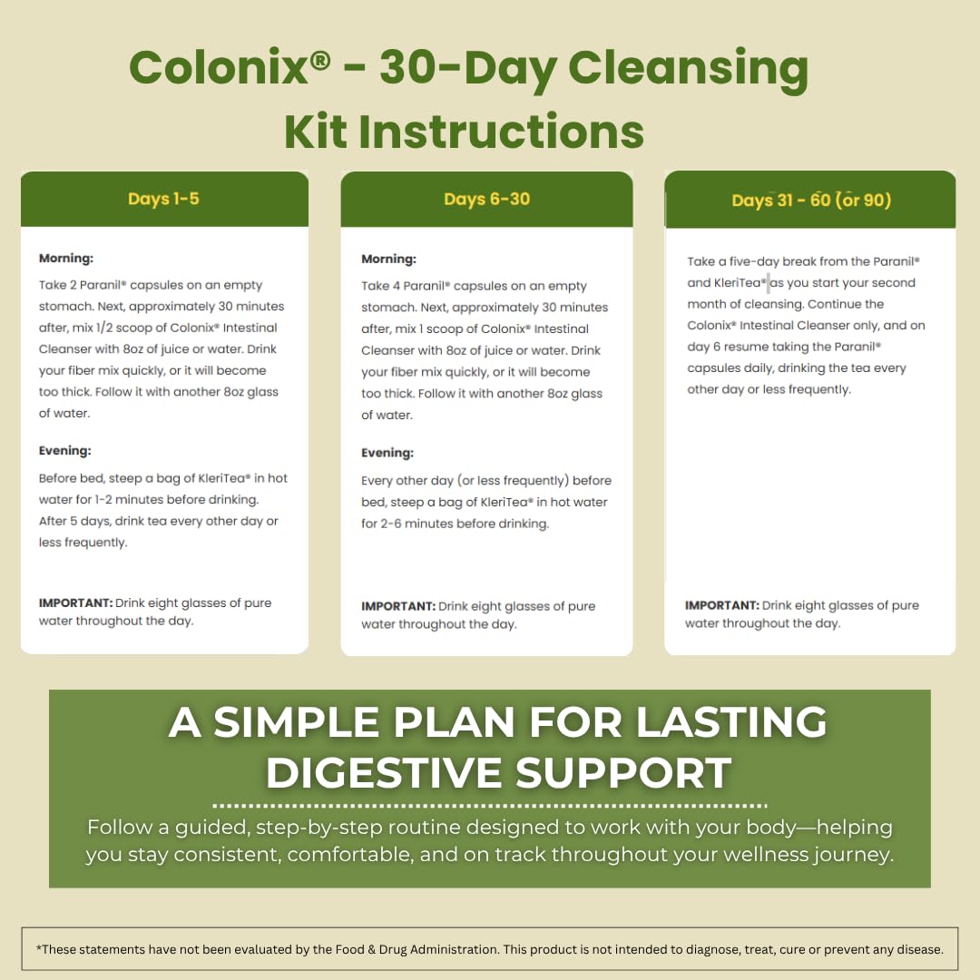 Whole Psyllium Husk Fiber Powder Herbal Capsules & Tea 30 Day Colon Cleanse Kit F4661