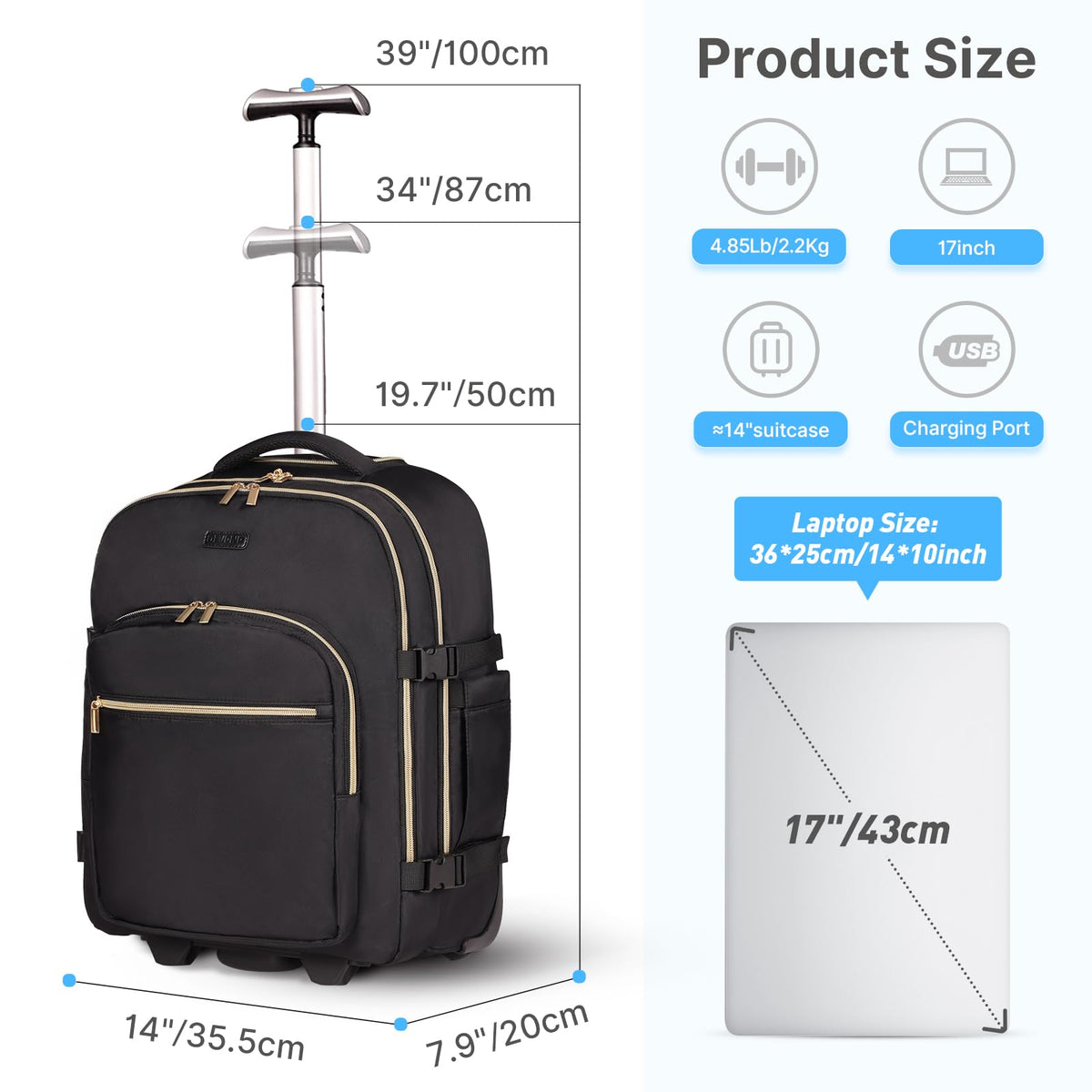 Rolling Backpack with Wheels R140720