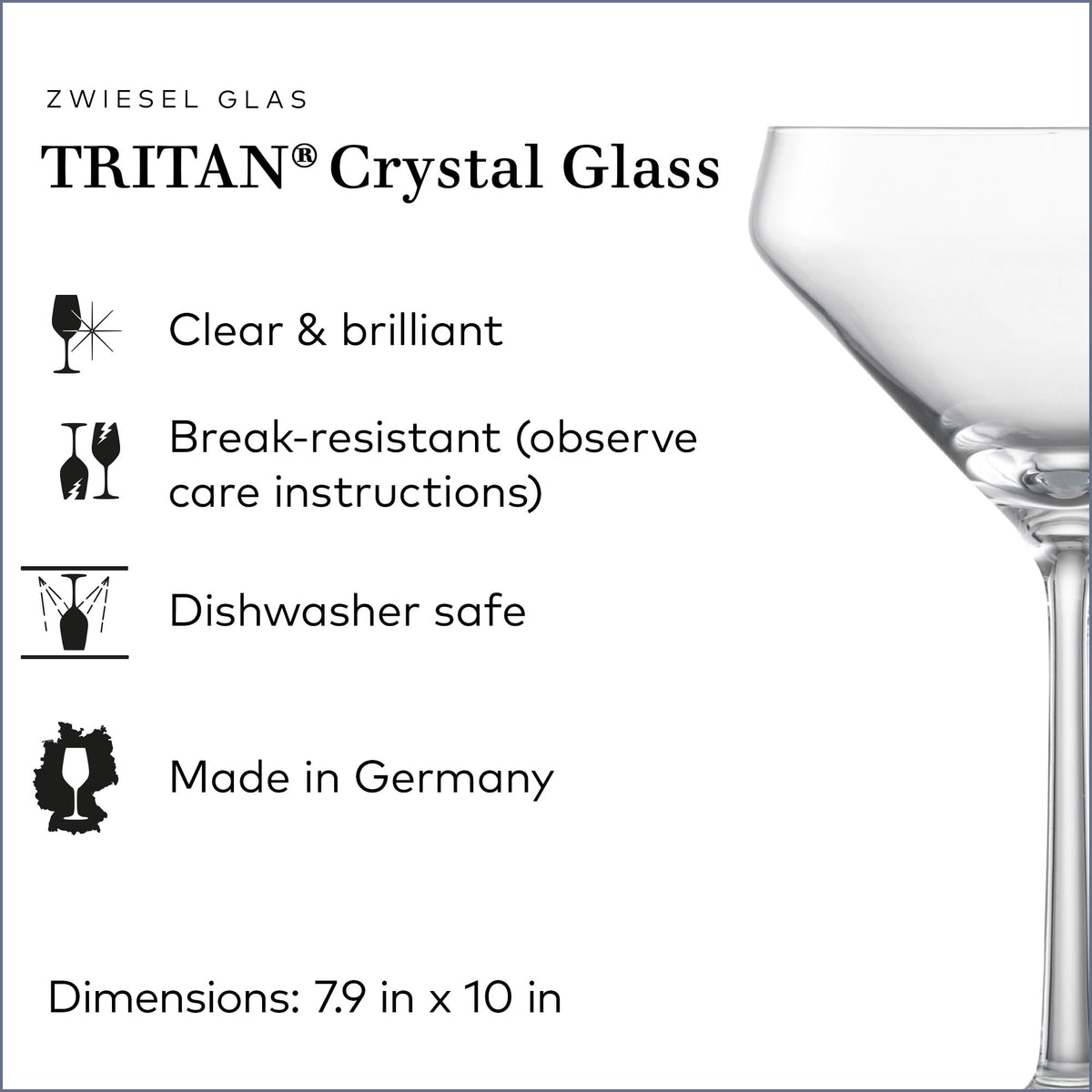 Martini Glass Set of 6 Dishwasher-Safe Tritan Crystal 12.3 Ounce M4441