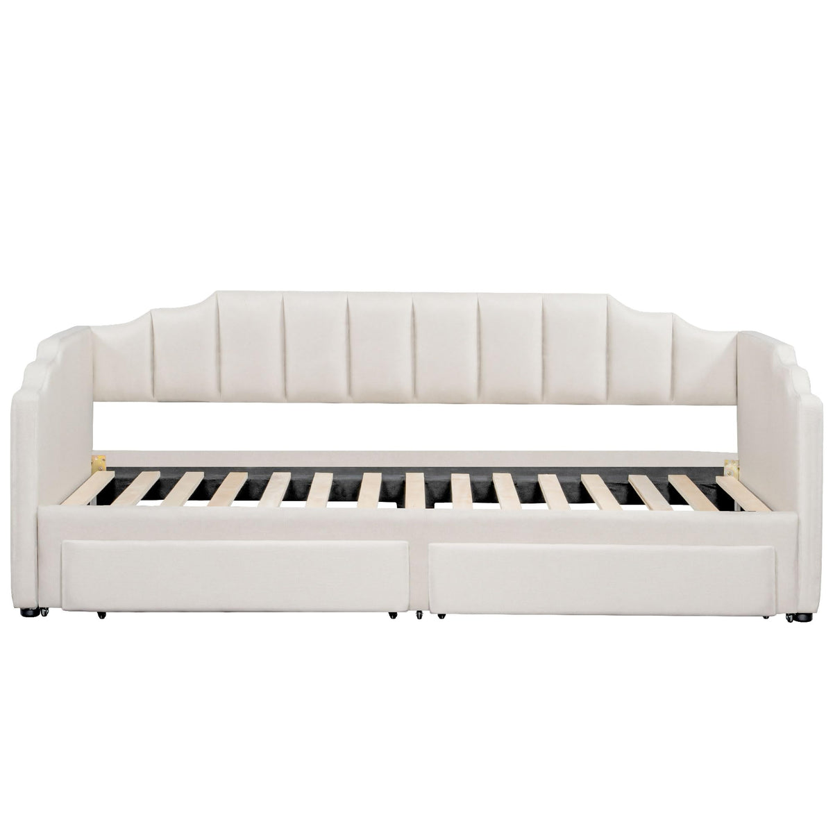 Twin XL to King Extendable Upholstered Daybed Frame with 2 Storage Drawers D1695