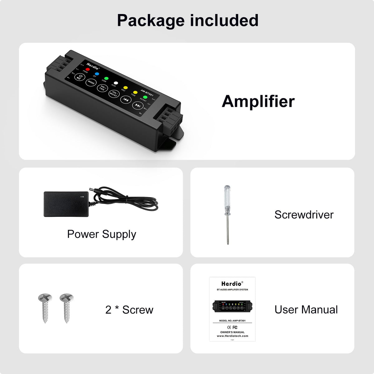 4-Channel Bluetooth Amplifier 200W with Power Supply O1601