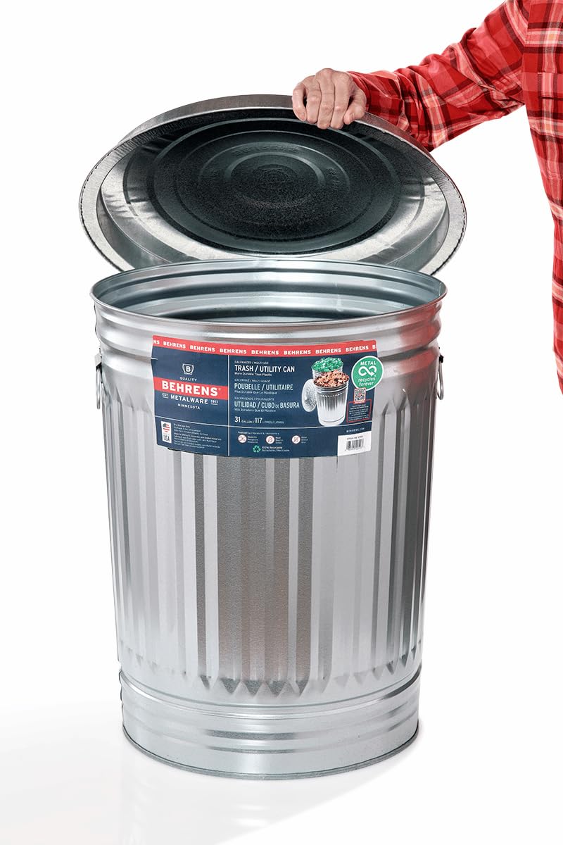 Galvanized Steel 31-Gallon Trash Can O56886