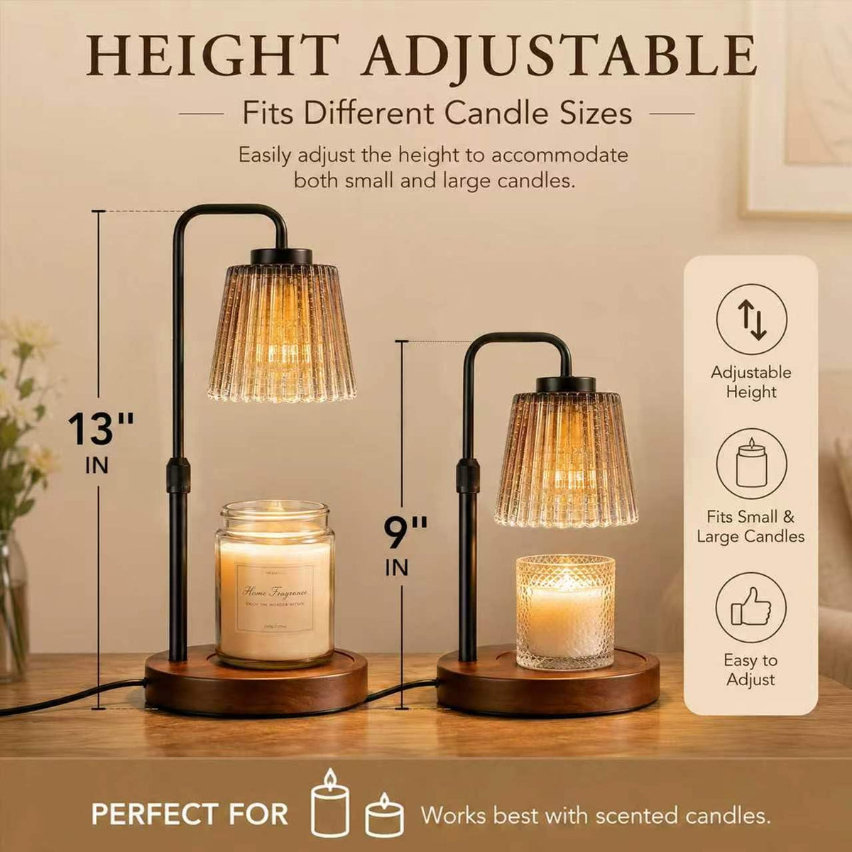 Adjustable Dimmable Electric Candle Warmer Lamp with Timer N479