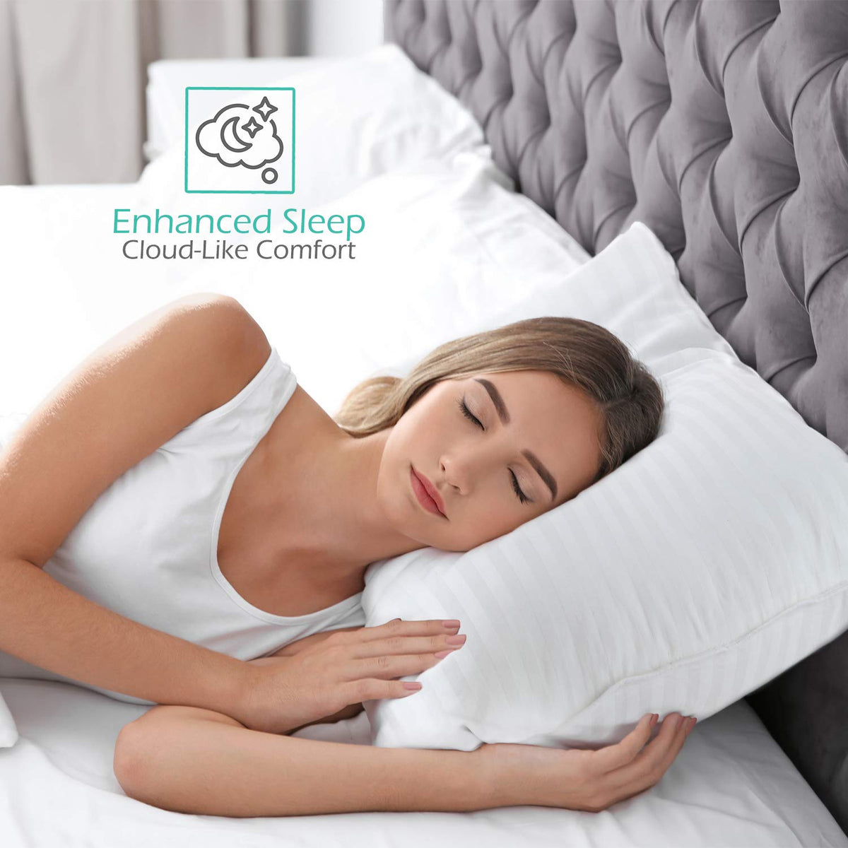 Queen Size Cotton Down Alternative Pillows Set of 2 Z585059