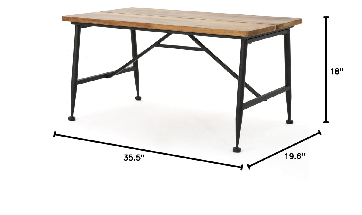 Acacia Wood Coffee Table with Iron Accents O12998
