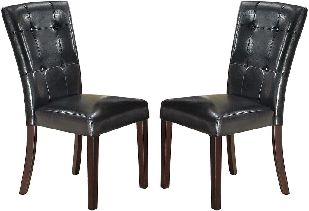Black Faux Leather Tufted Parson Chairs Set of 2 Z45092