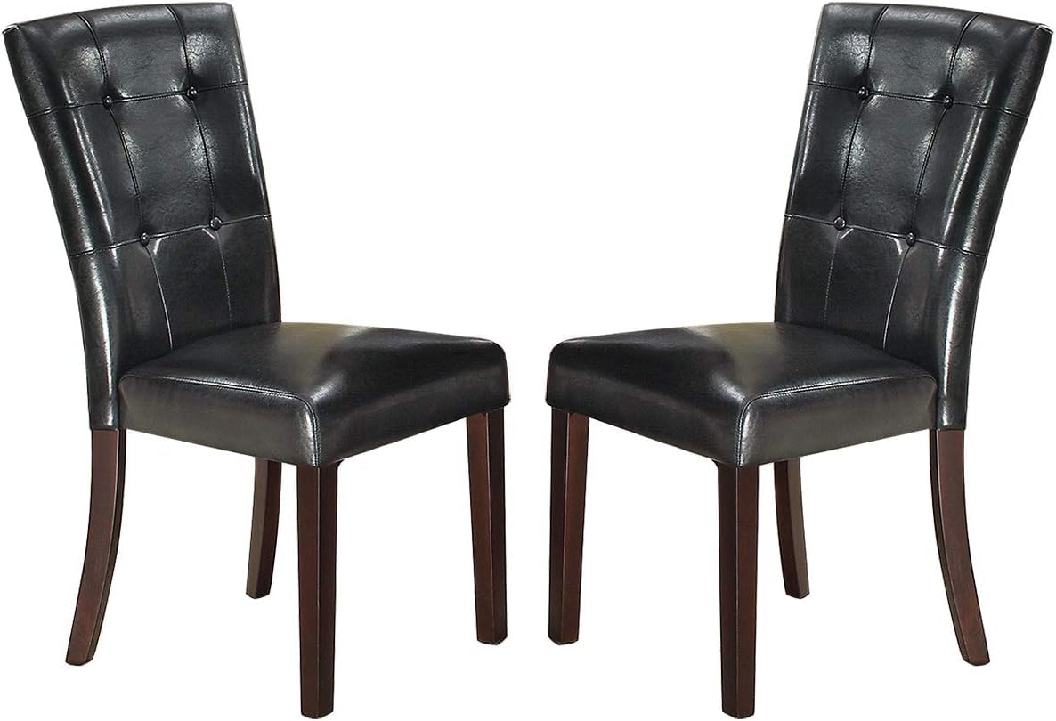 Black Faux Leather Tufted Parson Chairs Set of 2 Z45092