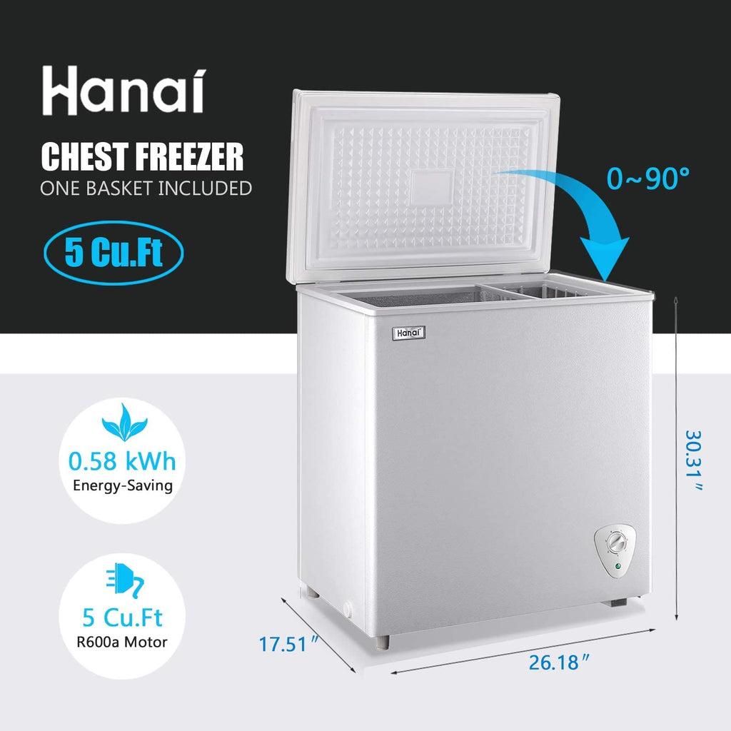 5.0 Cu.Ft White Chest Freezer with Removable Basket R240877