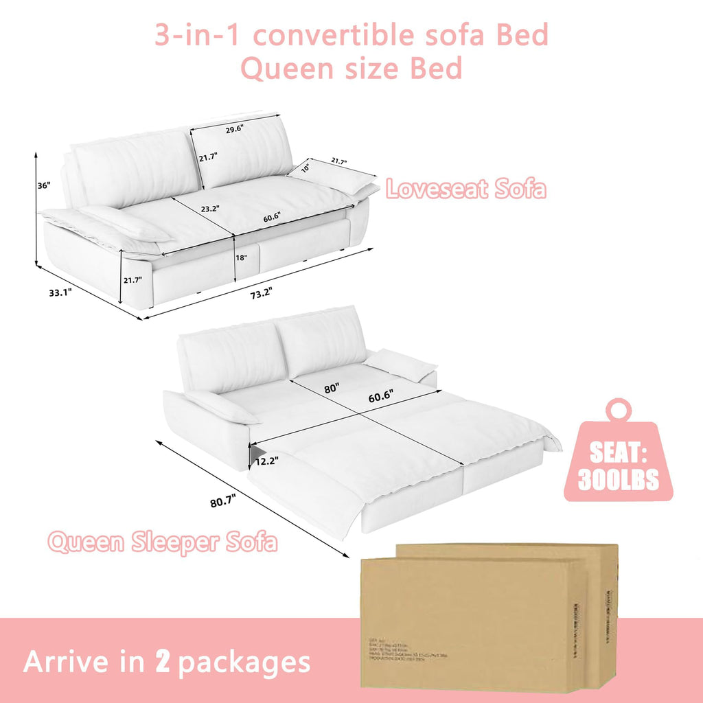 Queen Size Velvet Sleeper Sofa Bed J718