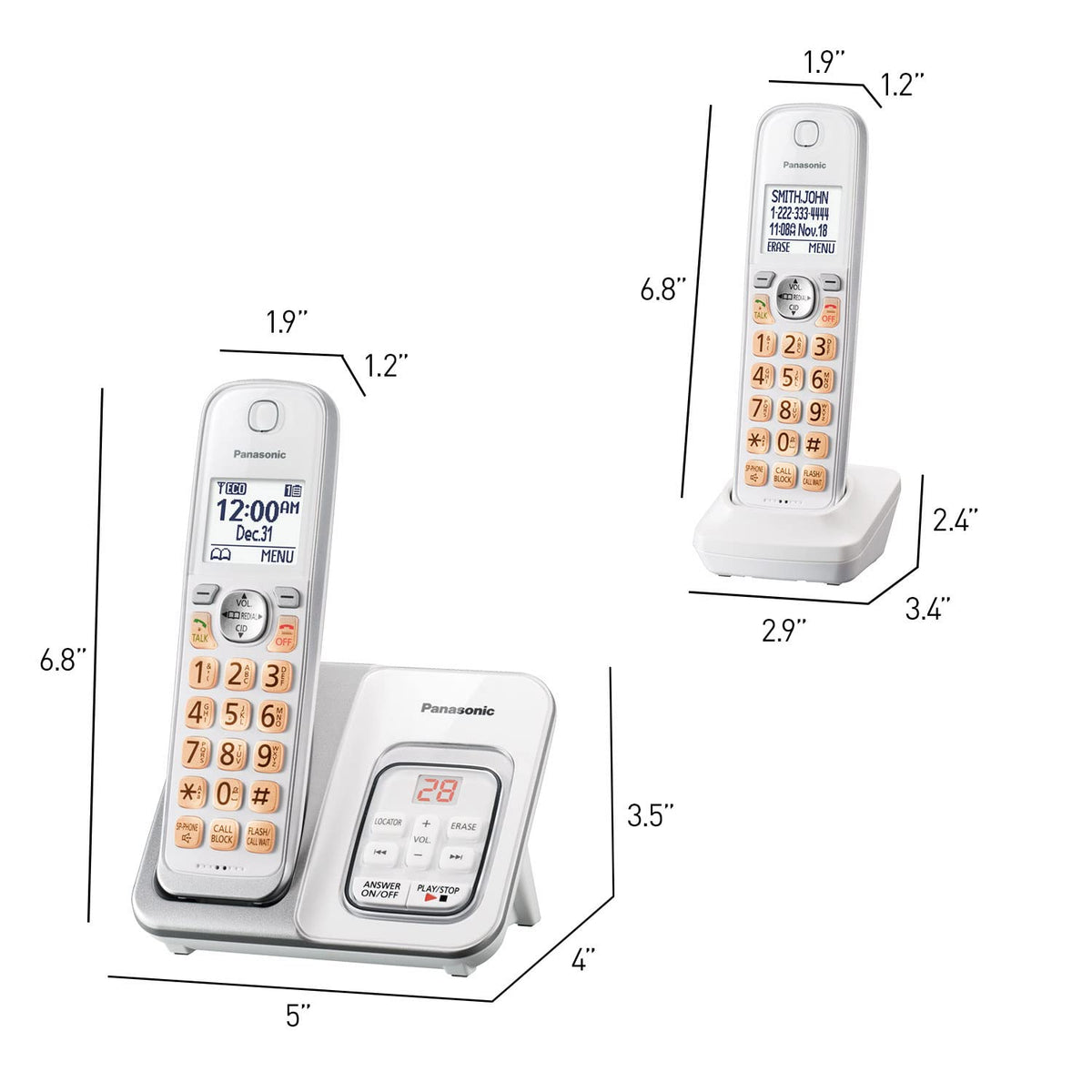 Expandable Cordless Phone with Answering Machine and Call Block, 2 Handsets N20250