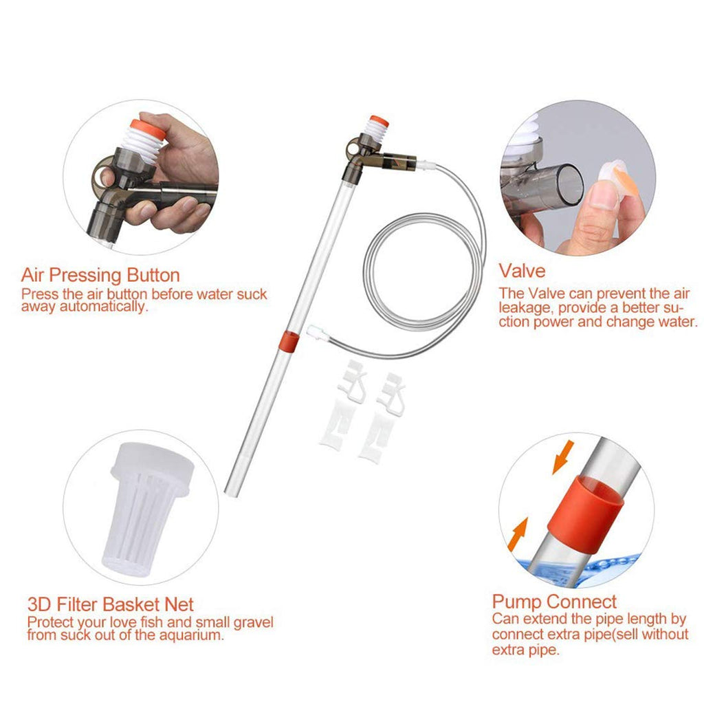 Aquarium Gravel Cleaner Fish Tank Kit Long Nozzle Water Changer BPA Free P315496