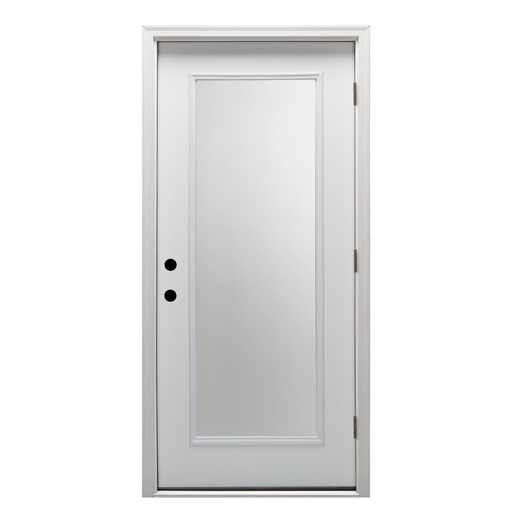 Primed Left Hand Outswing Prehung Door Full Lite Clear Glass 30"x80" Steel O109351