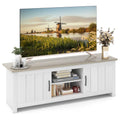 2 Doors TV Stand with 2 Cabinets & Open Shelves O24913