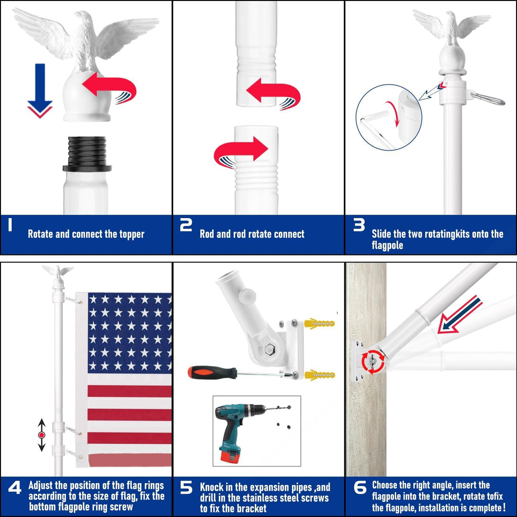 6FT Stainless Steel Flagpole Kit Z161