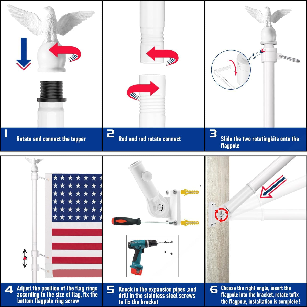 6FT Stainless Steel Flagpole Kit Z161