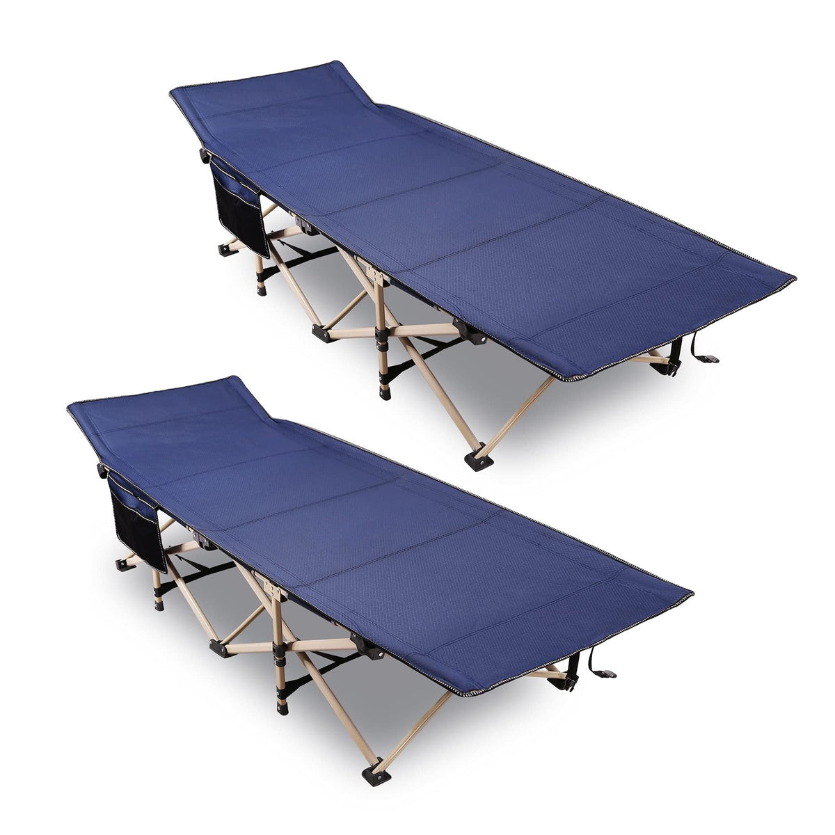 2-Pack Extra Wide Heavy Duty Folding Camping Cots Blue A3949