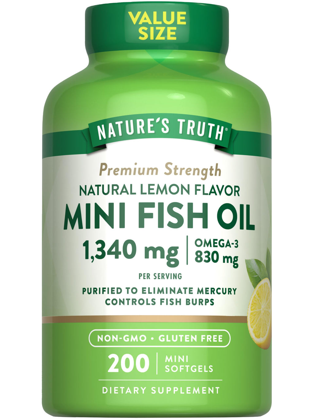 Fish Oil Omega 3 1340 mg 200 Mini Softgels E475620