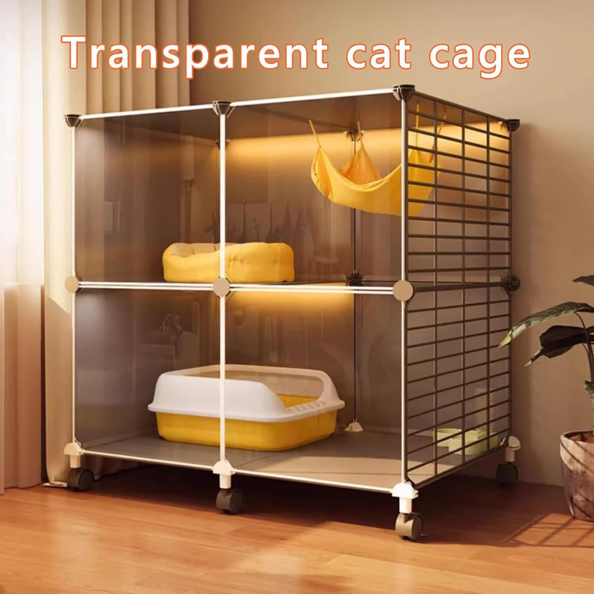3 Tier Metal Cat Cage with Hammock and 4 Wheels C187
