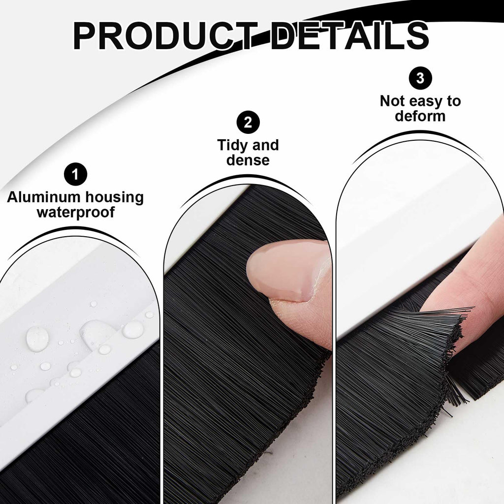 White 1 x 36 Inch Aluminum Door Sweep Brush 2 Set F578340