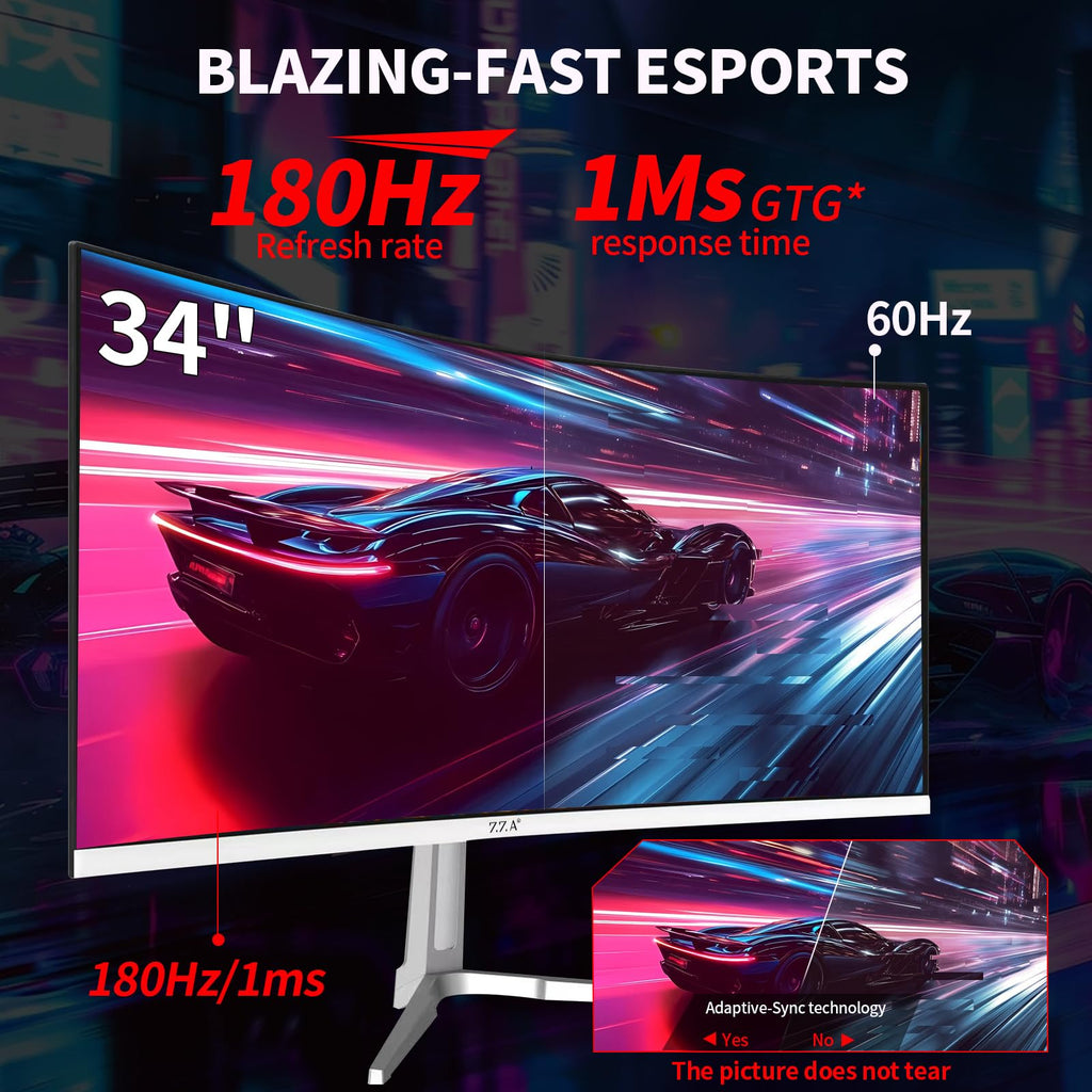 34 Inch Curved 1500R WQHD 180hz VA Gaming Monitor Z182534