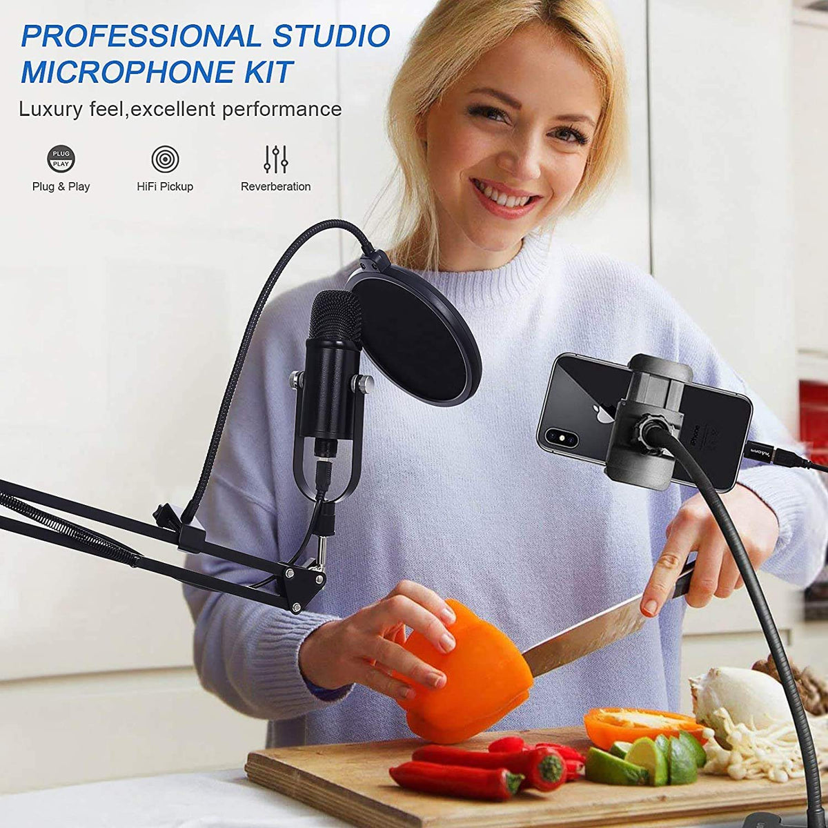 USB Condenser Microphone Kit with Boom Arm L215
