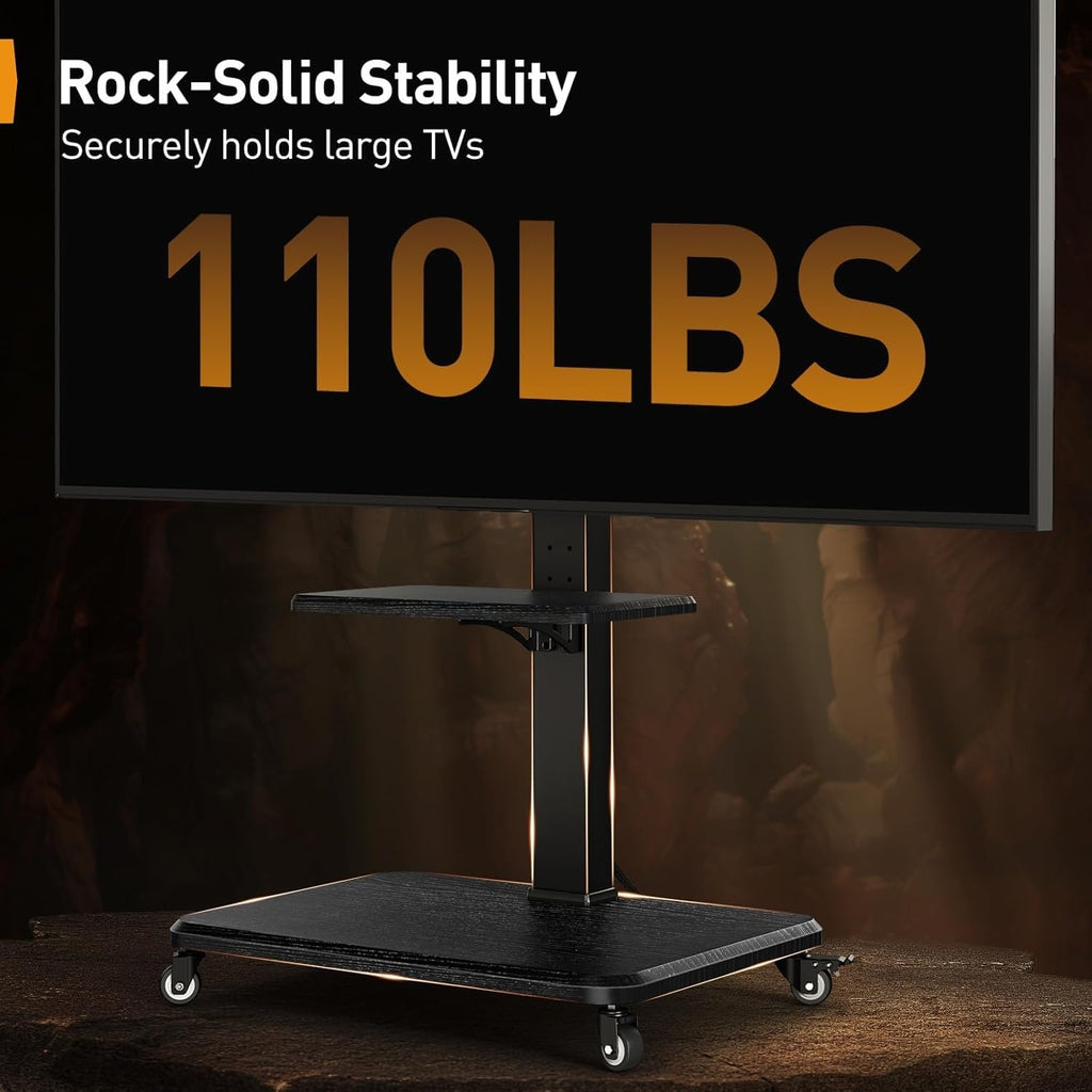 Tilt & Swivel Rolling TV Stand with Power Outlet Z108