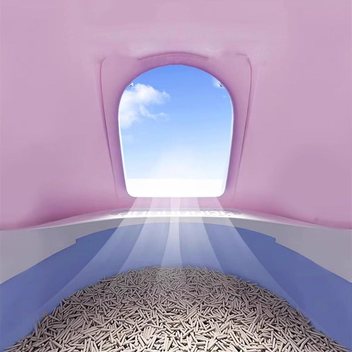 Covered Top Entry Cat Litter Box with Scoop E2796