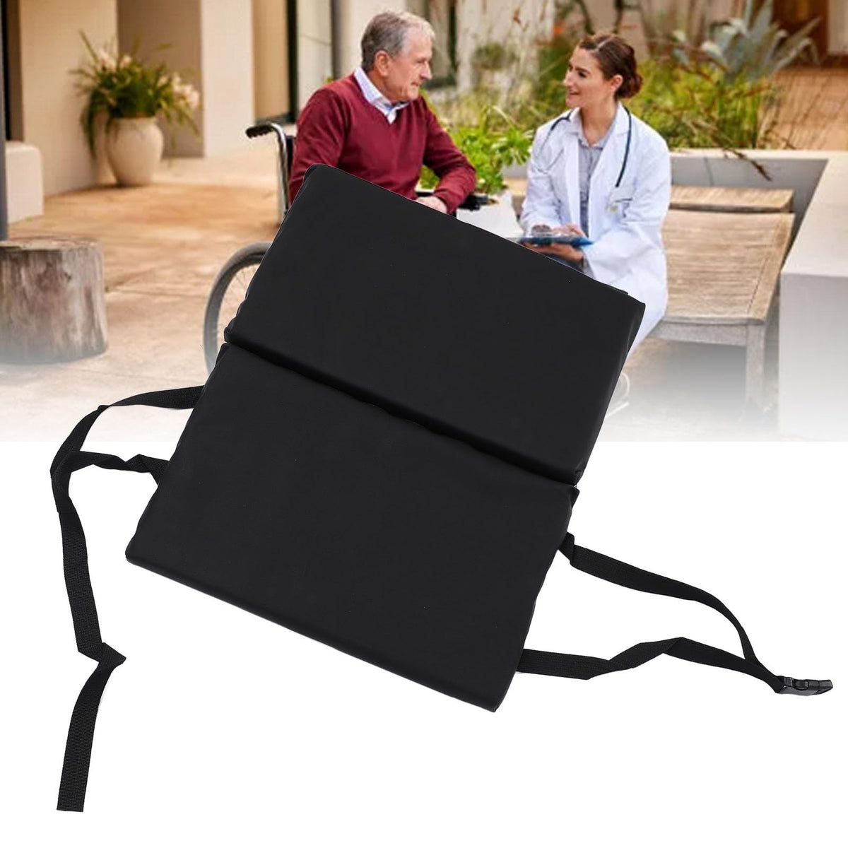 Padded Wheelchair Foot Rest Extender, 16 x 20 x 1in Black L9641