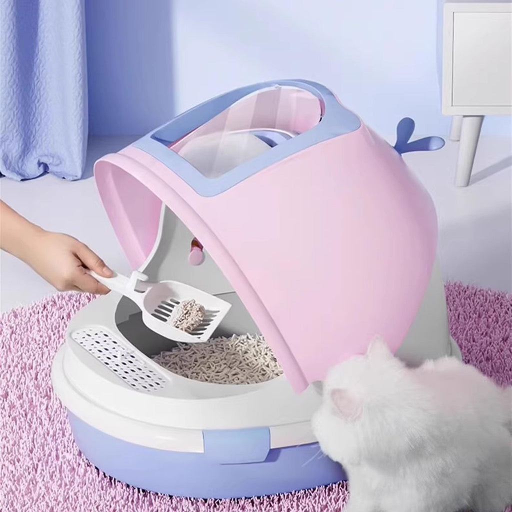 Covered Top Entry Cat Litter Box with Scoop E2796