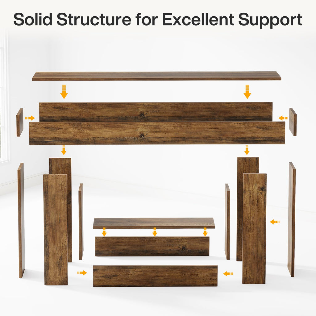 63" Farmhouse 2-Tier Console Table with U-Shaped Base M15673