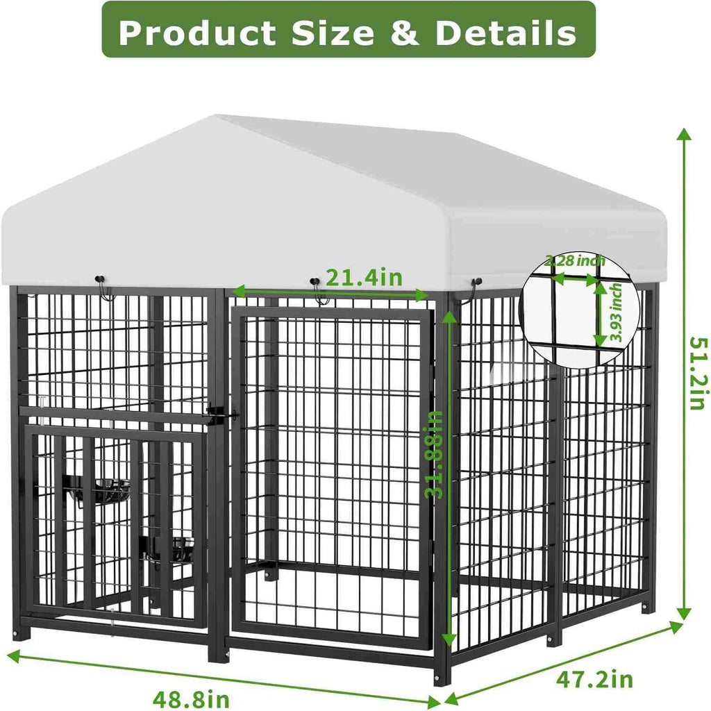 4 x 4 x 4.25 FT Outdoor Dog Kennel with Roof C409