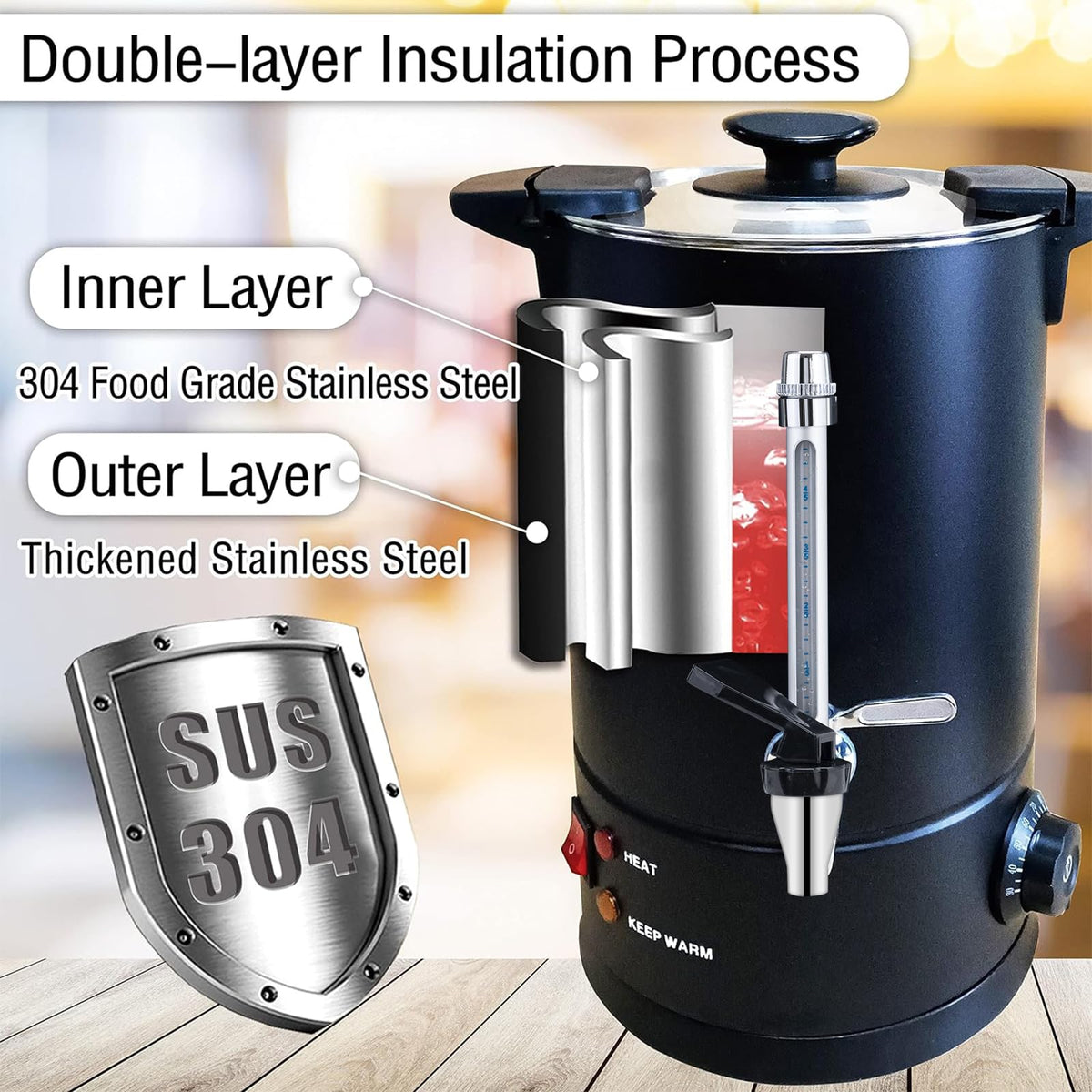 50-Cup Stainless Steel Commercial Coffee Urn O9295