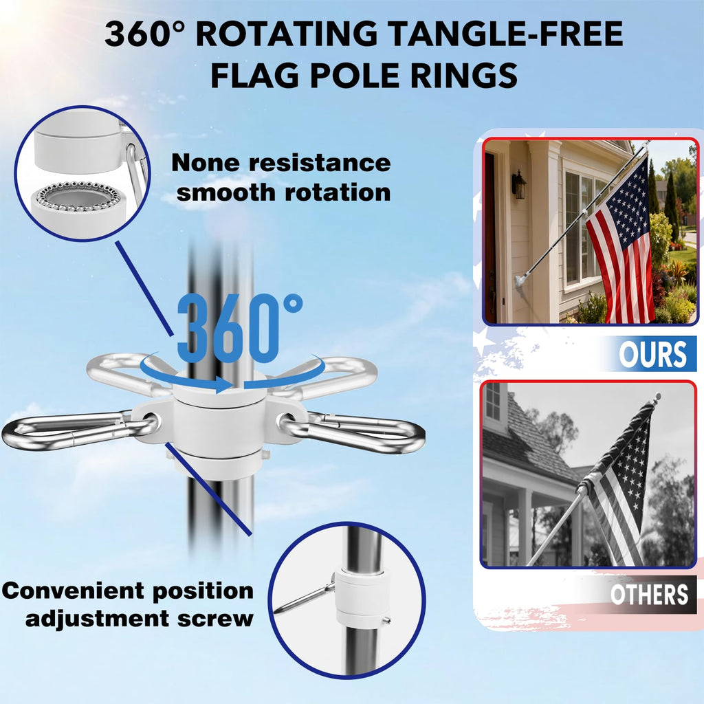 Silver 6 FT Stainless Steel Flag Pole Kit 2 Pack L7230