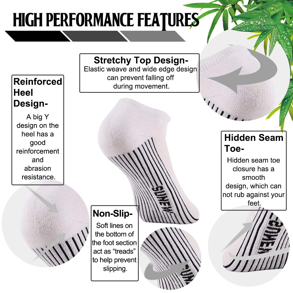 6 Pairs Viscose Bamboo Cushioned Ankle Socks A814