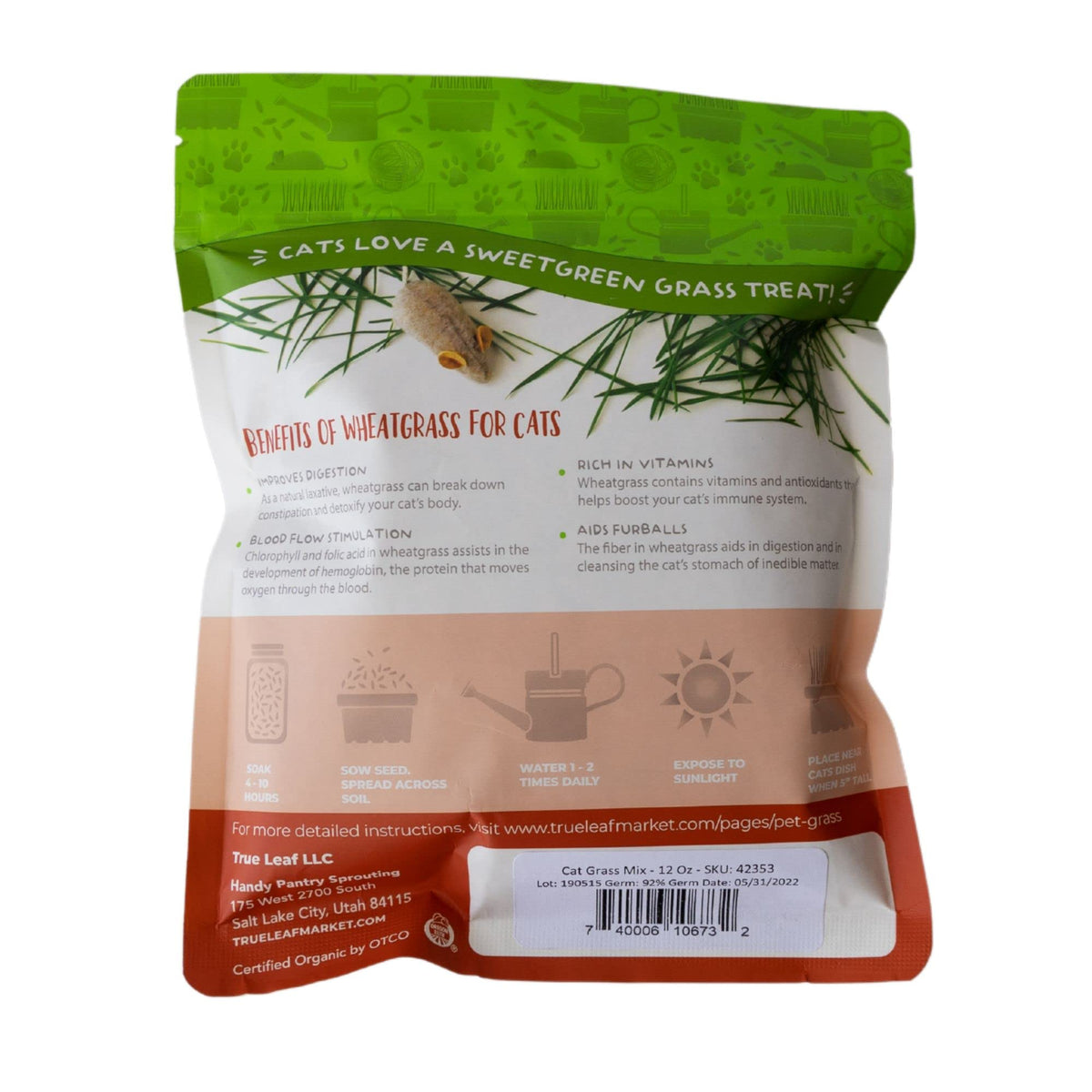 Organic Cat Grass Seed Blend 12 oz K11251