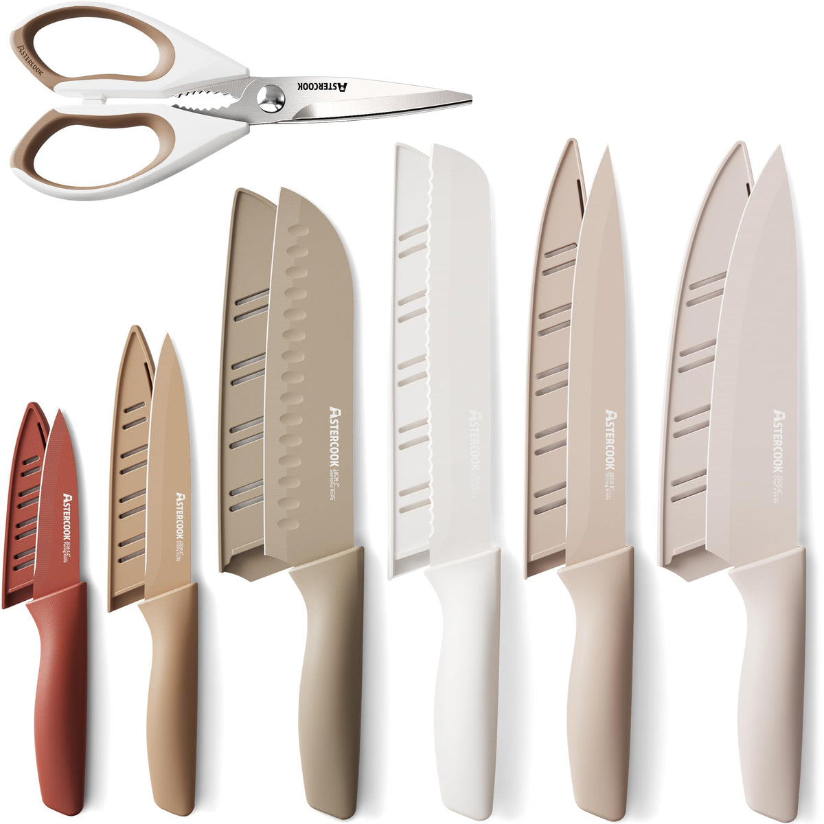 13 Piece Stainless Steel Kitchen Knife Set with Blade Guards C650