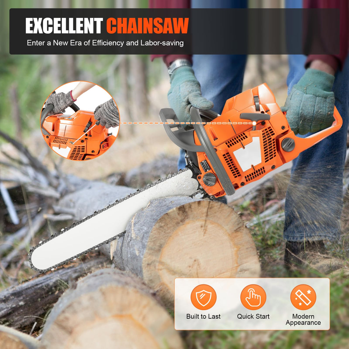 24'' 72CC 2-Stroke Gas Chainsaw S56104