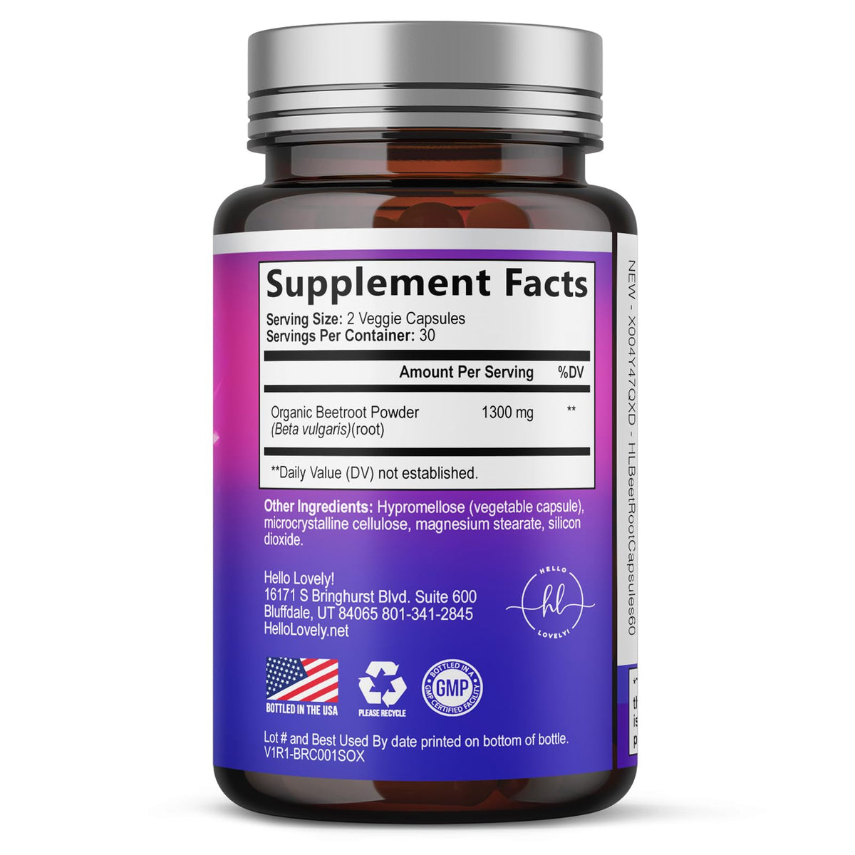 Organic Beet Root Capsules 1300mg 60 Capsules Y992